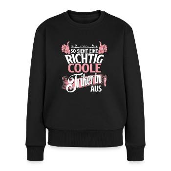 Trike Motorrad Dreirad Trikes Triker Geschenk - Frauen Premium Bio Pullover - Schwarz - Vorne - Julia (174cm)