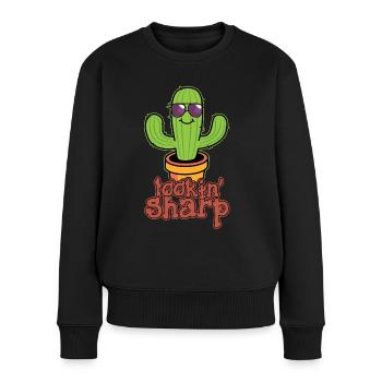 Cactus Plant Looking Sharp - Women's Premium Organic Jumper - black - Front - Julia (174cm)