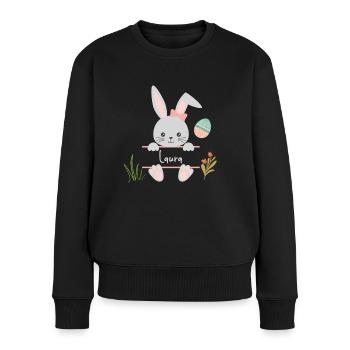 Gentille petite fille lapin de Pâques avec Laura Schild - Pull Premium bio Femme - noir - Devant - Julia (174cm)