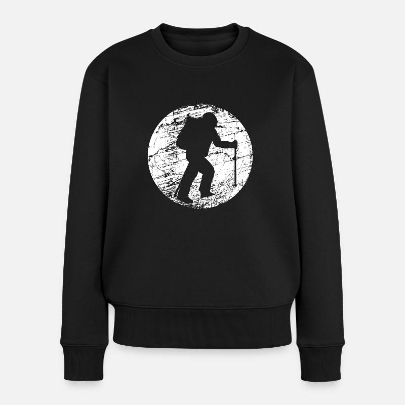 Lustiger Wandern Spruch für Wanderer - Frauen Premium Bio Pullover - Schwarz