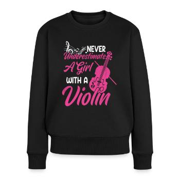 Geige Mädchen Violinist Violinistin Geschenk - Frauen Premium Bio Pullover - Schwarz - Vorne - Julia (174cm)