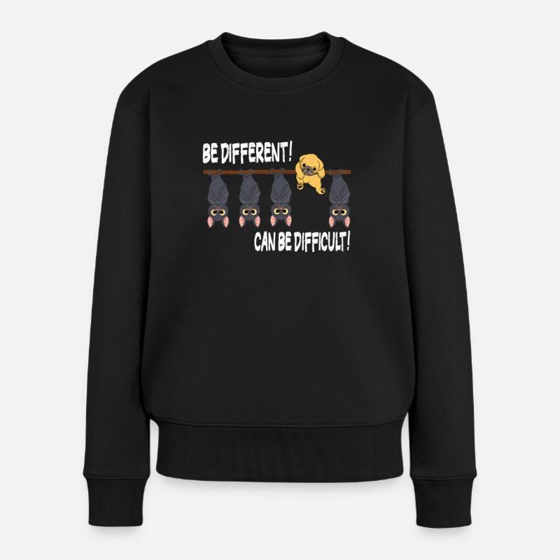 Süßer Hund Fledermäuse Be different Sei anders - Frauen Premium Bio Pullover - Schwarz