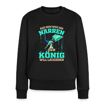 Der König will Lackieren Autolackierer & Lackierer - Frauen Premium Bio Pullover - Schwarz - Vorne - Julia (174cm)