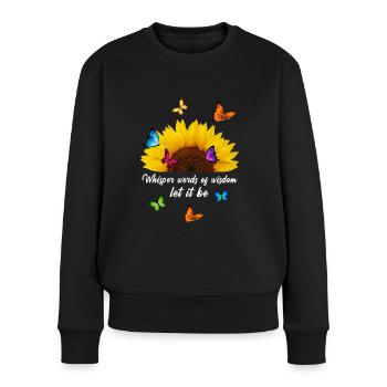 Let it be Sonnenblume - Frauen Premium Bio Pullover - Schwarz - Vorne - Julia (174cm)