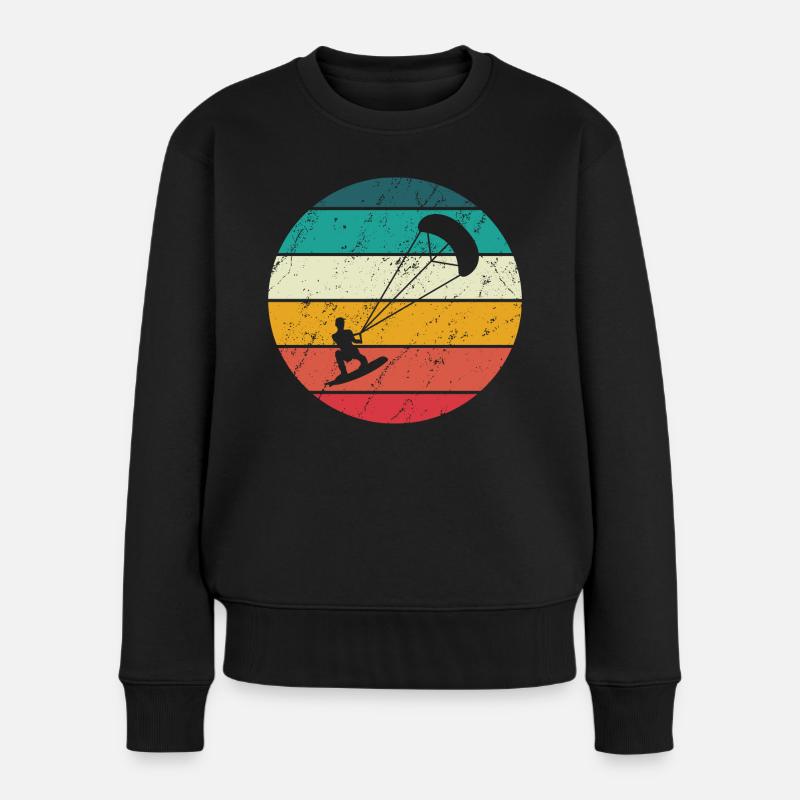 Kitesurfer Retro Kitesurfen Vintage Kitesurfing - Frauen Premium Bio Pullover - Schwarz