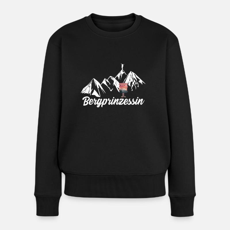 Wandern Bergprinzessin - Frauen Premium Bio Pullover - Schwarz