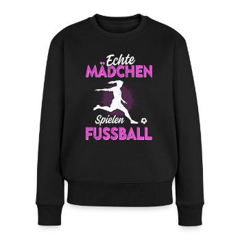 Fussballerin Fussballspielerin - Frauen Premium Bio Pullover - Schwarz - Vorne - Julia (174cm)