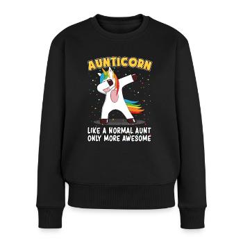 Aunticorn Dabbing Unicorn Licorne Tate Marécage - Pull Premium bio Femme - noir - Devant - Julia (174cm)
