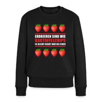 Erdbeeren Erdbeere Vegan Gärtner Garten Geschenk - Frauen Premium Bio Pullover - Schwarz - Vorne - Julia (174cm)
