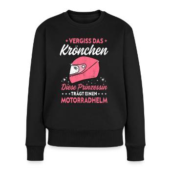 Motorradfahrerin Bikerin Motorrad - Frauen Premium Bio Pullover - Schwarz - Vorne - Julia (174cm)