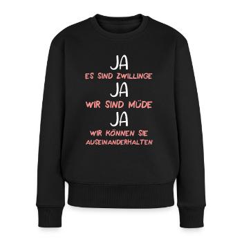 Mutter Mama von Zwillingen Zwillingsmama Mama - Frauen Premium Bio Pullover - Schwarz - Vorne - Julia (174cm)