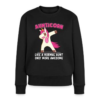 Aunticorn Tante Marraine Dabbing Unicorn Licorne - Pull Premium bio Femme - noir - Devant - Julia (174cm)