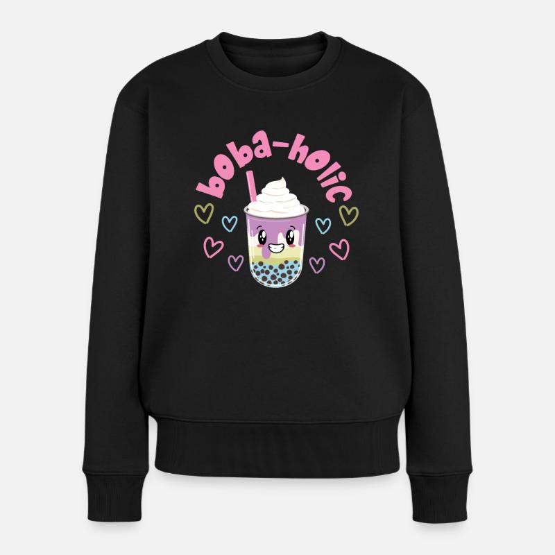 Bubble Tea - Frauen Premium Bio Pullover - Schwarz