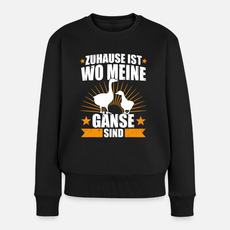 Zuhause ist wo meine Gänse sind Gänsezüchter - Frauen Premium Bio Pullover - Schwarz