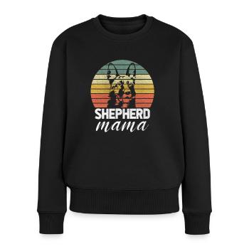 Schäferhund Mama Hundepfoten Geschenk Retro - Frauen Premium Bio Pullover - Schwarz - Vorne - Julia (174cm)