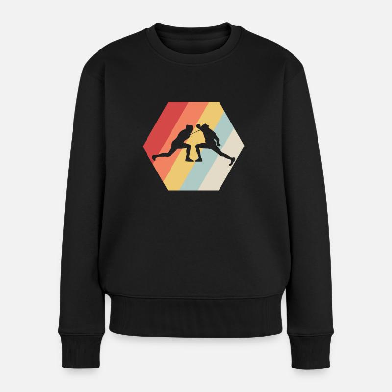 Fecht Mannschaft Fechten Fechter Retro - Frauen Premium Bio Pullover - Schwarz