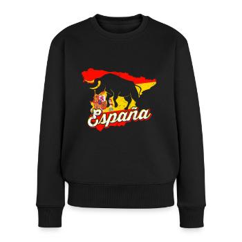 Spanien - Frauen Premium Bio Pullover - Schwarz - Vorne - Julia (174cm)