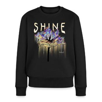 Shine - Blume - fluidart - Frauen Premium Bio Pullover - Schwarz - Vorne - Julia (174cm)