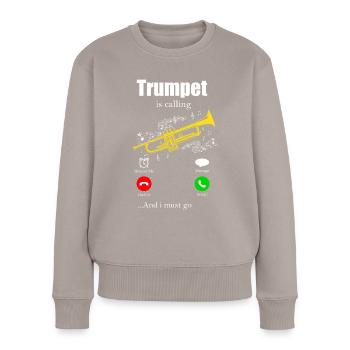 Trompete - Frauen Premium Bio Pullover - Taupe - Vorne - Julia (174cm)