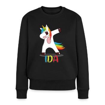 Ida Name Name Name Day Unicorn Gift - Women's Premium Organic Jumper - black - Front - Julia (174cm)