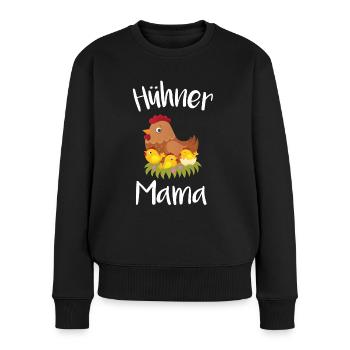 Hühner Mama mit Küken Hühnerstall Huhn Henne Eier - Frauen Premium Bio Pullover - Schwarz - Vorne - Julia (174cm)