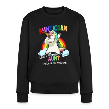 Aunticorn Tante Dabbendes Einhorn Dabbing Unicorn - Frauen Premium Bio Pullover - Schwarz - Vorne - Julia (174cm)