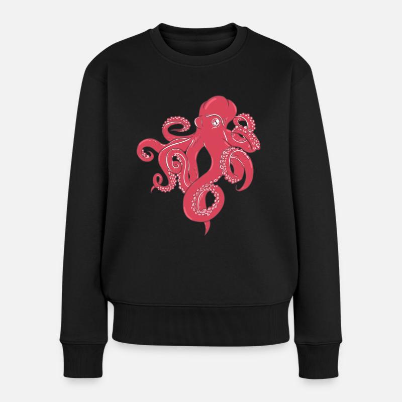 Kraken Oktopus Tintenfisch Meeresbewohner Tentakel - Frauen Premium Bio Pullover - Schwarz