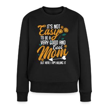 Muttertag - Frauen Premium Bio Pullover - Schwarz - Vorne - Julia (174cm)