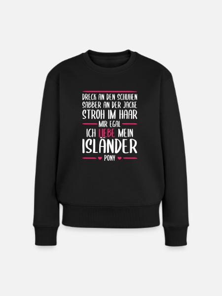 Islandpferd Isländer Pferde Geschenk - Frauen Premium Bio Pullover - Schwarz