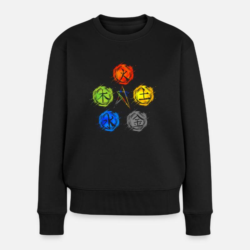 Qigong 5 Elemente Spirituell Chakra Zen Tai Chi - Frauen Premium Bio Pullover - Schwarz