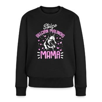 Stolze Belgian Malinois Mama Hunde Geschenk - Frauen Premium Bio Pullover - Schwarz - Vorne - Julia (174cm)
