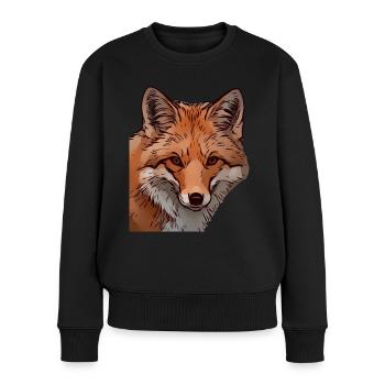 Renard Renard Fuchs motif visage animal - Pull Premium bio Femme - noir - Devant - Julia (174cm)