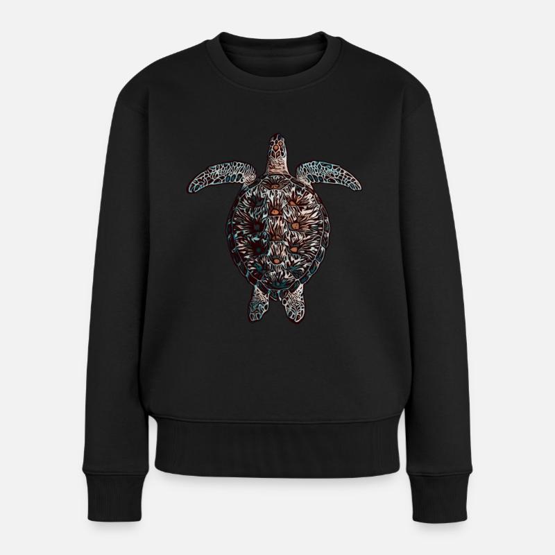 Schildkröte Tiermotiv Schildkröten Tier Motiv - Frauen Premium Bio Pullover - Schwarz