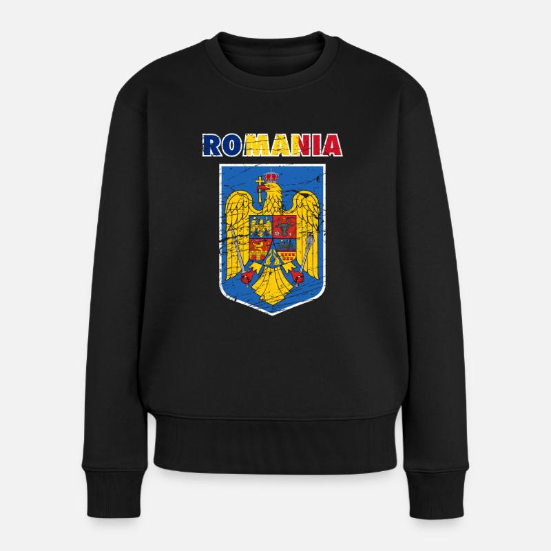Romania Rumänien Wappen Adler Emblem Geschenk - Frauen Premium Bio Pullover - Schwarz