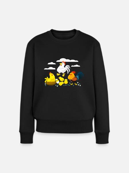 Huhn - Frauen Premium Bio Pullover - Schwarz