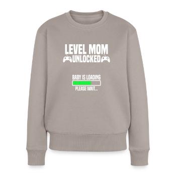 Level Mom unlocked - Frauen Premium Bio Pullover - Taupe - Vorne - Julia (174cm)