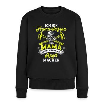 Feuerwehrfrau Mama Freiwillige Feuerwehr Geschenk - Frauen Premium Bio Pullover - Schwarz - Vorne - Julia (174cm)