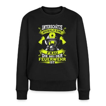 Feuerwehrfrau Freiwillige Feuerwehr Frau Geschenk - Frauen Premium Bio Pullover - Schwarz - Vorne - Julia (174cm)