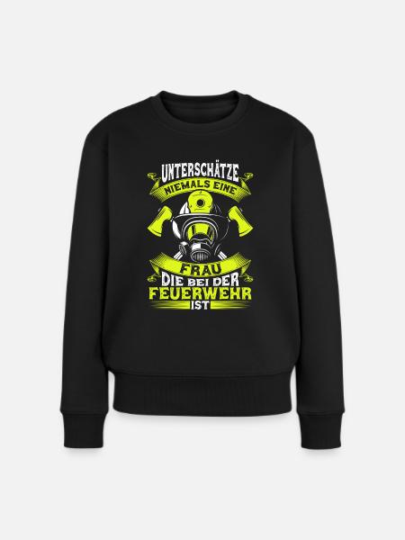 Feuerwehrfrau Freiwillige Feuerwehr Frau Geschenk - Frauen Premium Bio Pullover - Schwarz