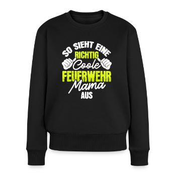 Feuerwehrfrau Freiwillige Feuerwehr Mama Geschenk - Frauen Premium Bio Pullover - Schwarz - Vorne - Julia (174cm)