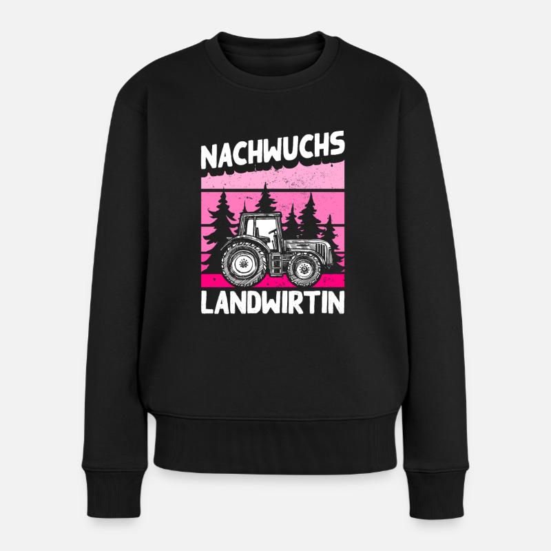 Nachwuchs Landwirtin Traktor Mädchen Geschenk - Frauen Premium Bio Pullover - Schwarz