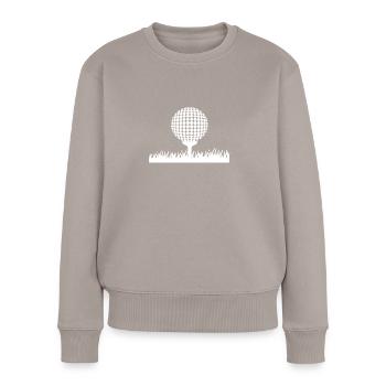 Golfen Golf Golfer Golfball - Frauen Premium Bio Pullover - Taupe - Vorne - Julia (174cm)