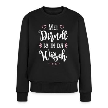 Mei Dirndl is in da Wäsch - Frauen Premium Bio Pullover - Schwarz - Vorne - Julia (174cm)