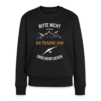 Drachenflieger Träumen Geschenk T-Shirt - Frauen Premium Bio Pullover - Schwarz - Vorne - Julia (174cm)