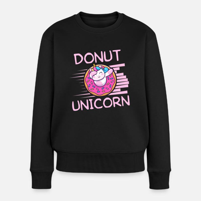 Donut Einhorn - Frauen Premium Bio Pullover - Schwarz