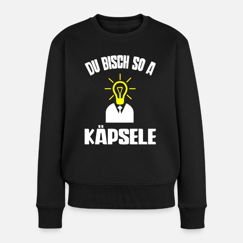 Käpsele Spruch Glühbirne Lustiges Geschenk T-Shirt - Frauen Premium Bio Pullover - Schwarz