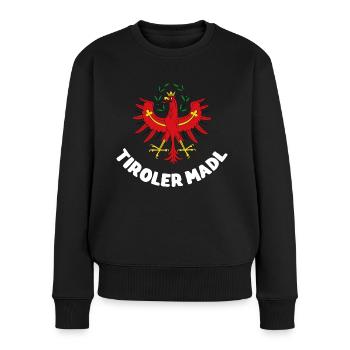 Tiroler Madl - Frauen Premium Bio Pullover - Schwarz - Vorne - Julia (174cm)