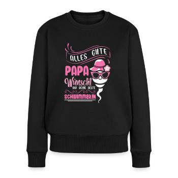 Alles Gute Papa wünscht dir dein bester Schwimmer - Frauen Premium Bio Pullover - Schwarz - Vorne - Julia (174cm)