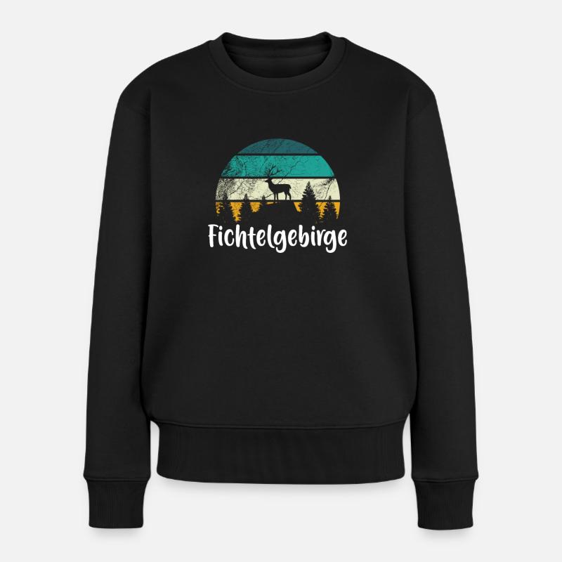 Fichtelgebirge Berg Gebirge Bergsteiger in B - Frauen Premium Bio Pullover - Schwarz