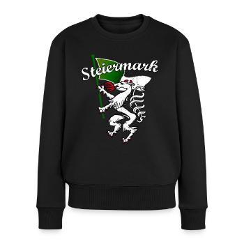 Steiermark Panther mit Fahne Flagge Lustig - Frauen Premium Bio Pullover - Schwarz - Vorne - Julia (174cm)